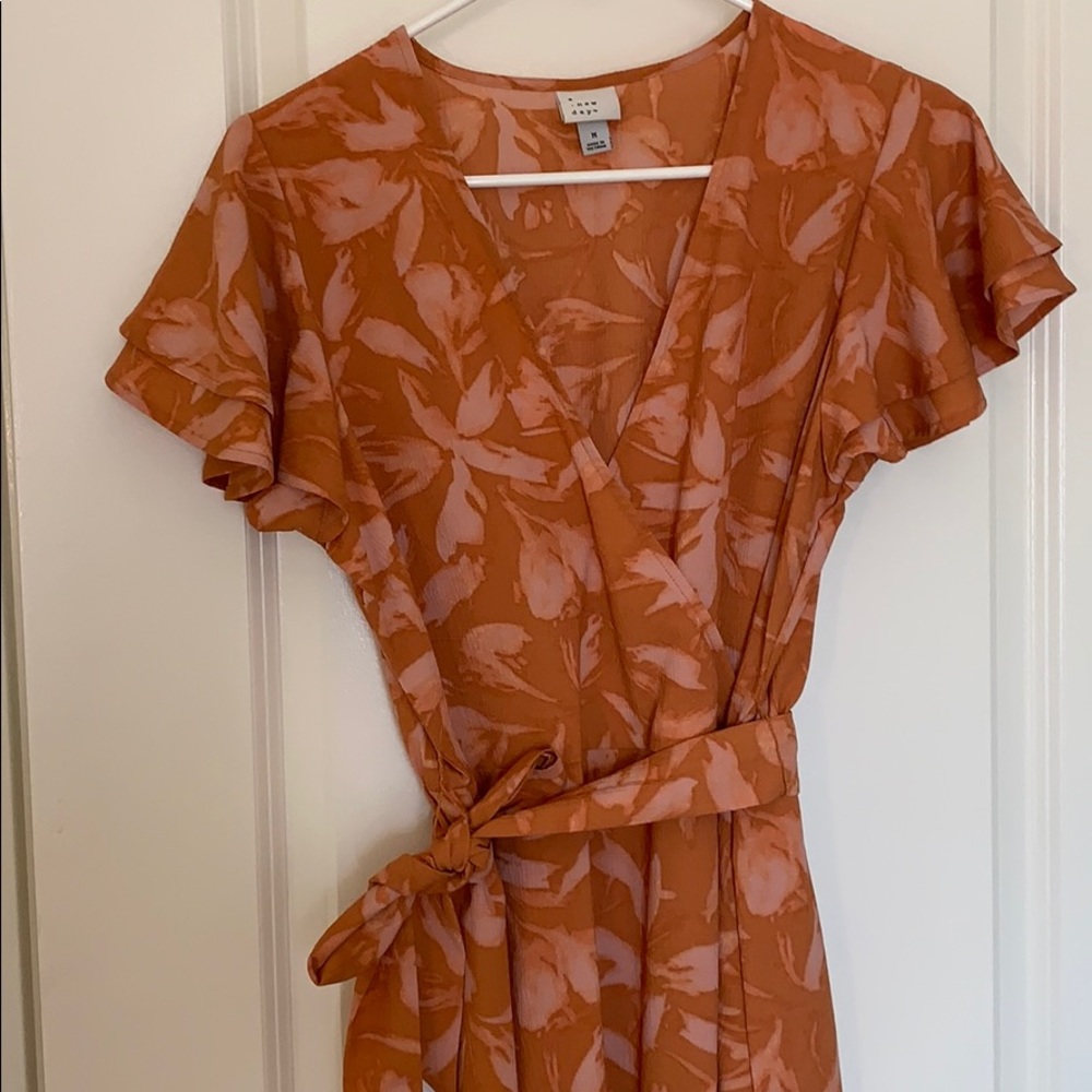 Orange pink ruffle dress